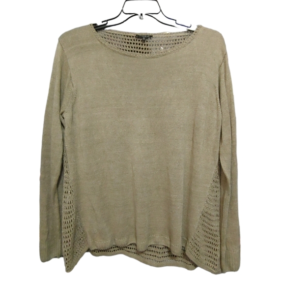 Lafayette 148 New York Sweaters - Lafayette 148 Olive Green Lightweight Knit Sheer Back Sweater Top Womens Size XL